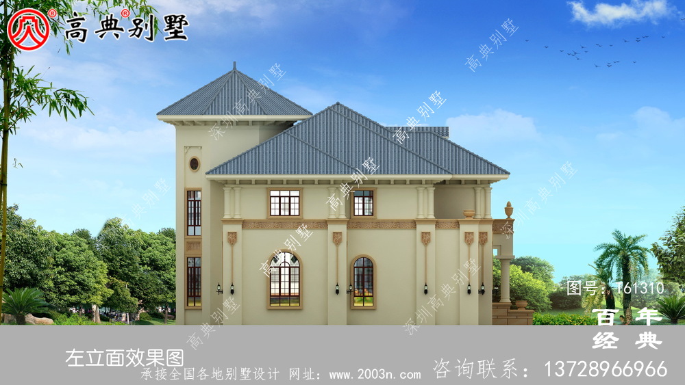簡約型兩層復式歐式別墅設計圖紙_農村兩層自建房設計圖紙