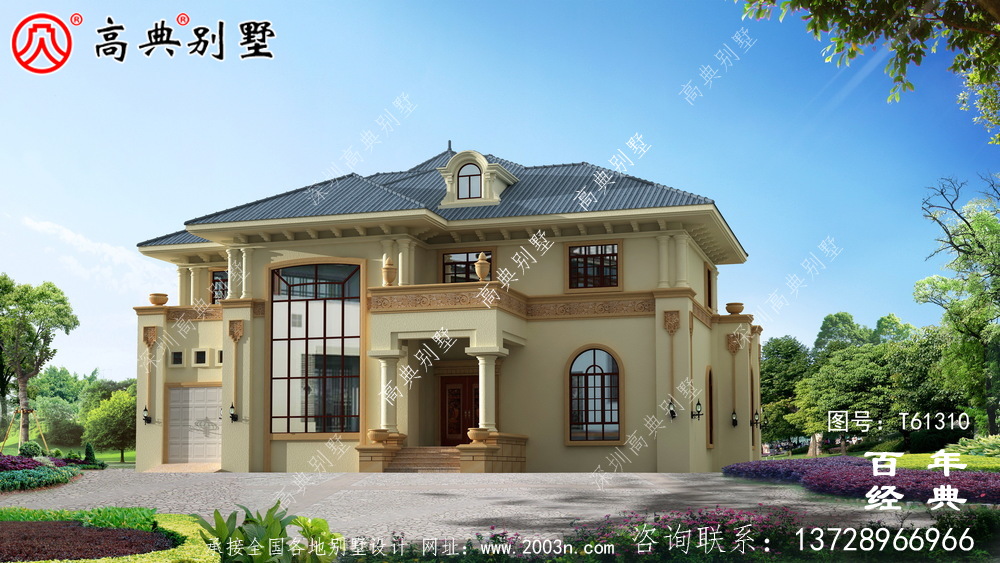簡約型兩層復式歐式別墅設計圖紙_農村兩層自建房設計圖紙