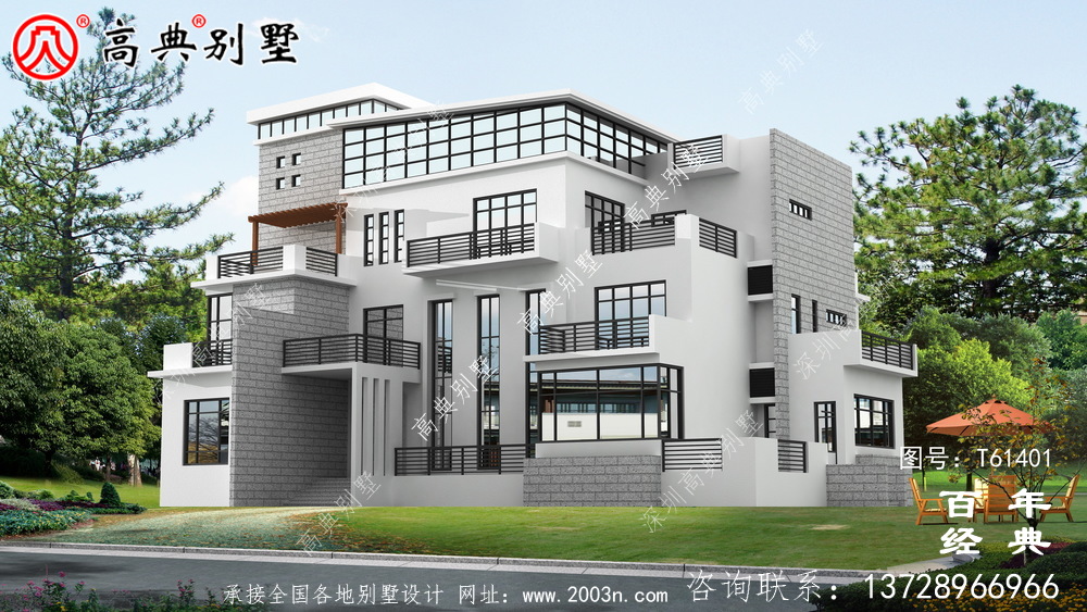現代四層別墅外觀效果圖_農村四層自建房屋設計圖