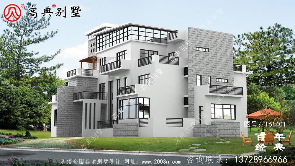 現代四層別墅外觀效果圖_農村四層自建房屋設計圖