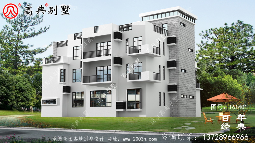 現代四層別墅外觀效果圖_農村四層自建房屋設計圖