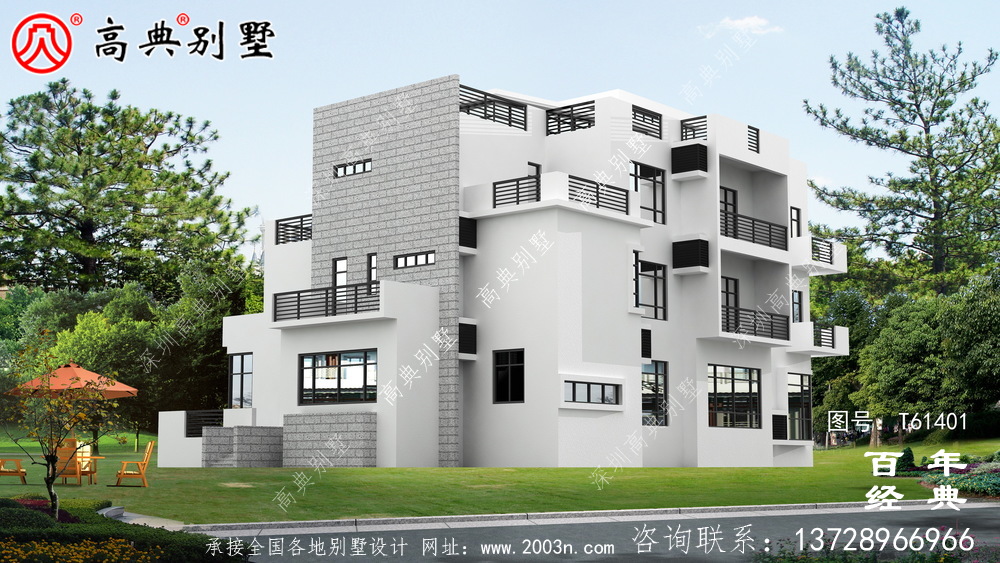 現代四層別墅外觀效果圖_農村四層自建房屋設計圖