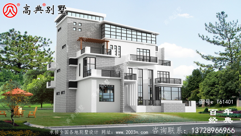 現代四層別墅外觀效果圖_農村四層自建房屋設計圖