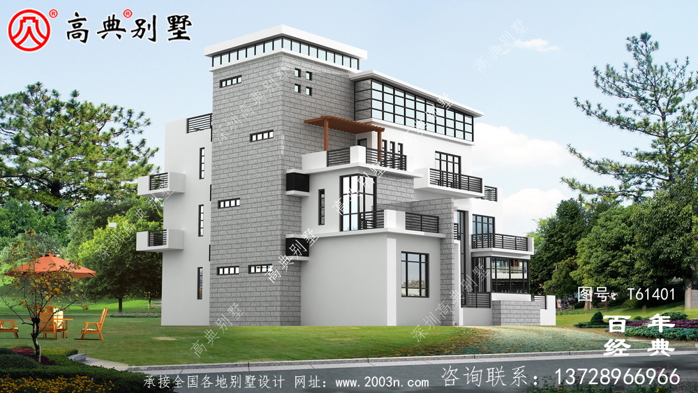 現代四層別墅外觀效果圖_農村四層自建房屋設計圖