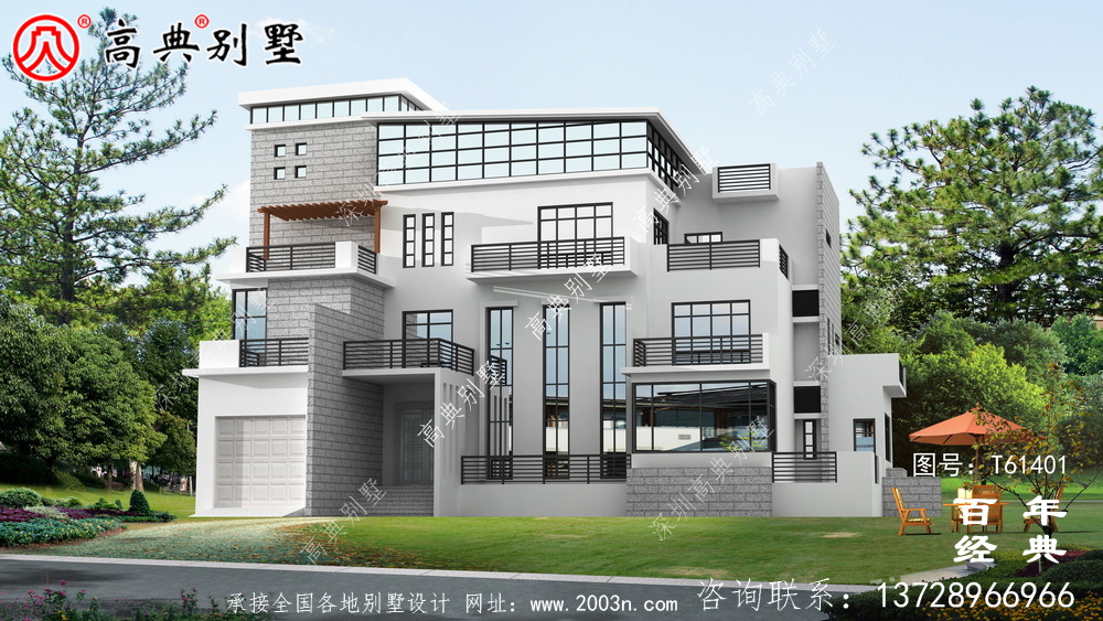 現代四層別墅外觀效果圖_農村四層自建房屋設計圖