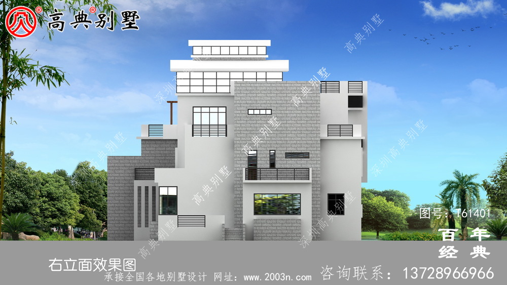 現代四層別墅外觀效果圖_農村四層自建房屋設計圖