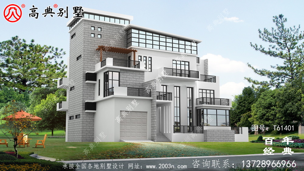 現代四層別墅外觀效果圖_農村四層自建房屋設計圖
