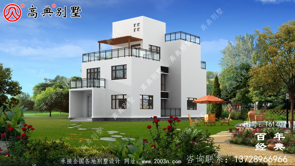 簡約現(xiàn)代風(fēng)三層別墅外觀設(shè)計圖_農(nóng)村三層別墅設(shè)計