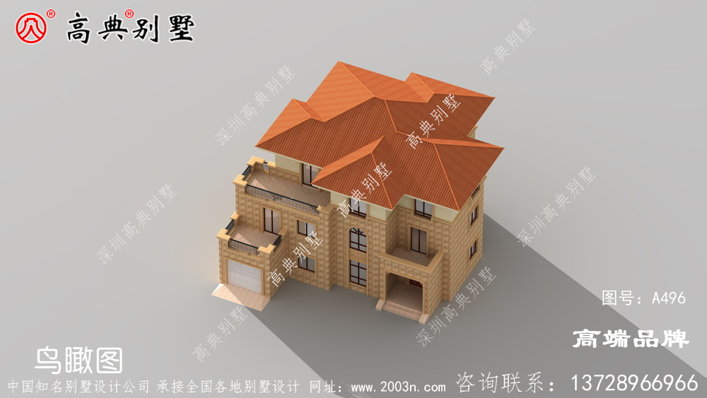 外墻貼石材三層別墅外觀效果圖