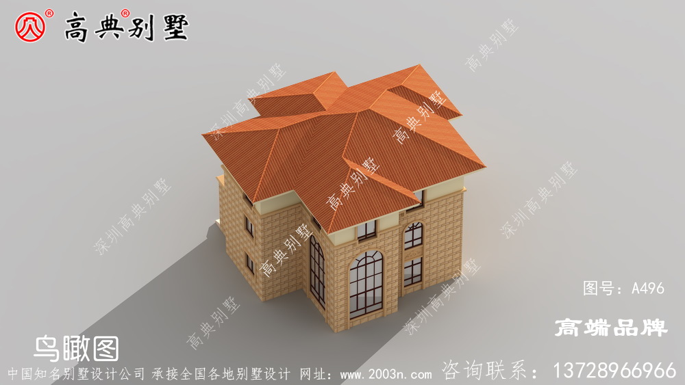 外墻貼石材三層別墅外觀效果圖