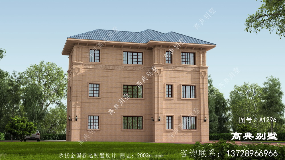 洋氣別墅設(shè)計圖為三層戶型,外觀大氣
