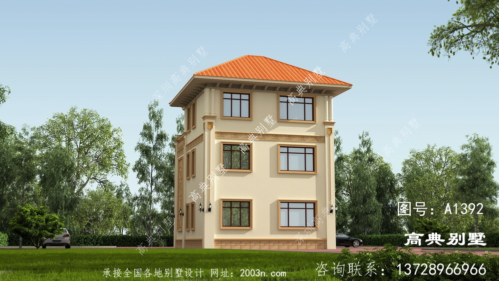 歐式古典風格三層別墅住宅設計圖