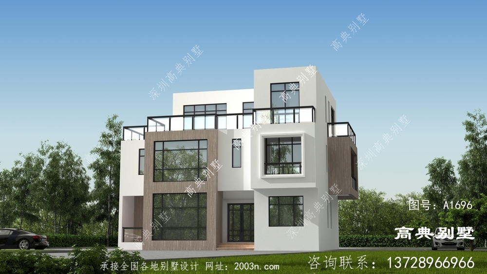 現(xiàn)代風(fēng)格三層平屋頂別墅