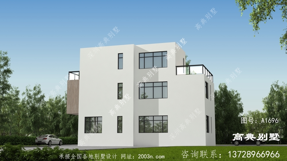 現(xiàn)代風(fēng)格三層平屋頂別墅