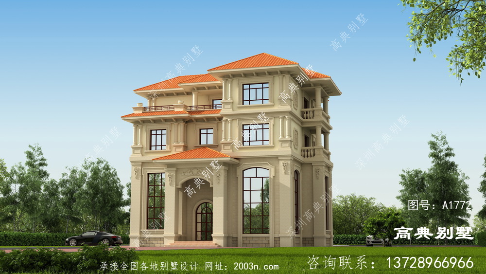 歐式淡雅大氣四層復式別墅設計圖紙