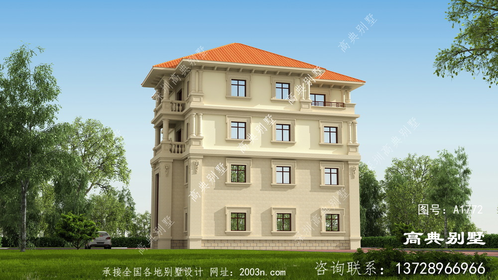 歐式淡雅大氣四層復式別墅設計圖紙