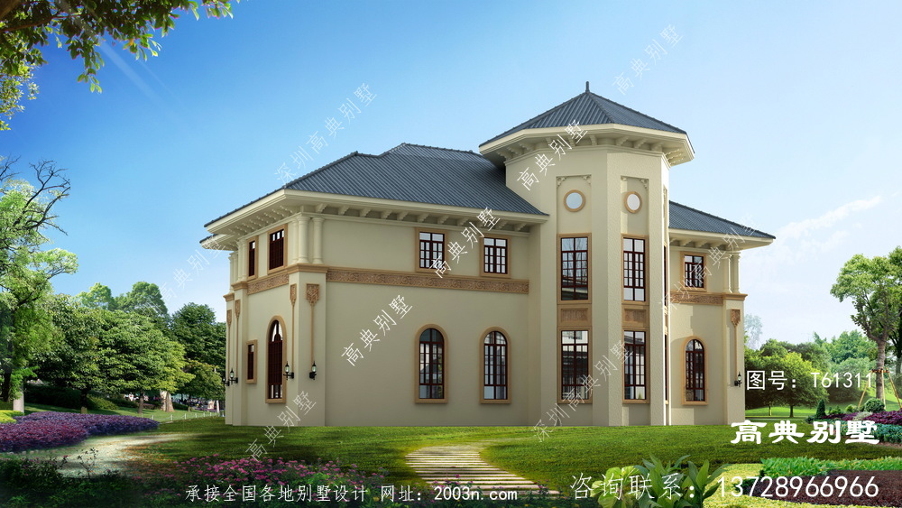 高貴典雅的兩層歐式別墅設計圖