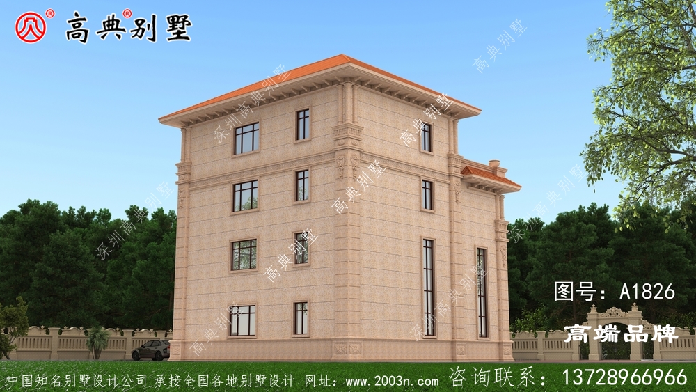 四層歐式石材別墅設(shè)計圖紙