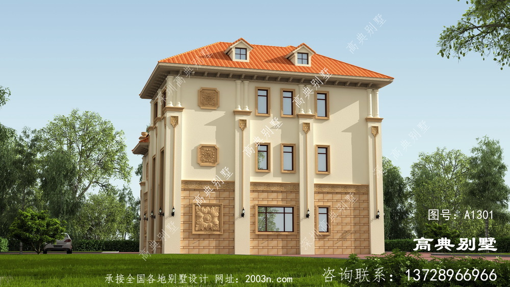意大利風格三層別墅效果圖施工圖