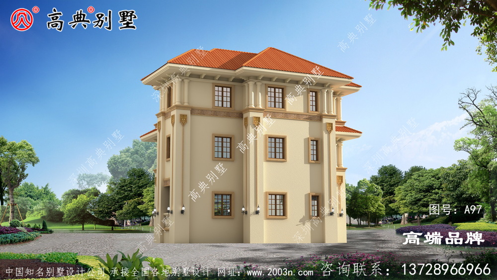 意大利風格三層別墅設計圖，復式大廳設計