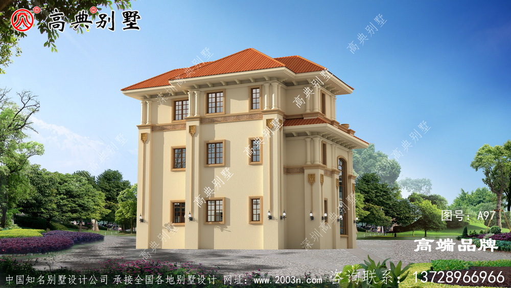 意大利風格三層別墅設計圖，復式大廳設計
