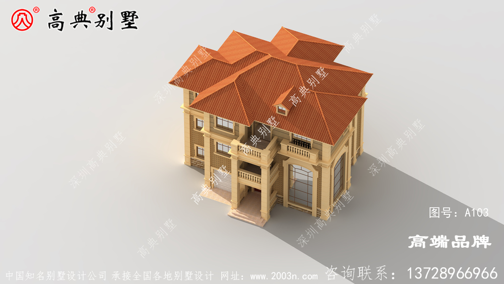  歐式自營住宅別墅設計圖，擁有大露臺