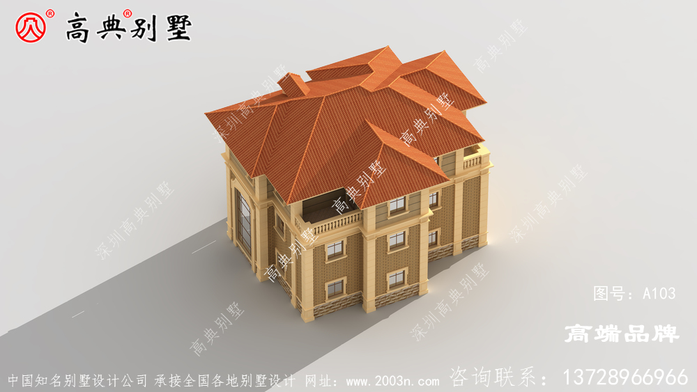  歐式自營住宅別墅設計圖，擁有大露臺
