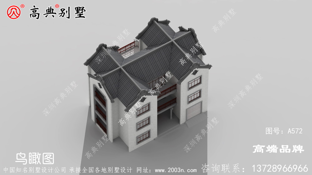 簡單大氣的三層中式風格別墅