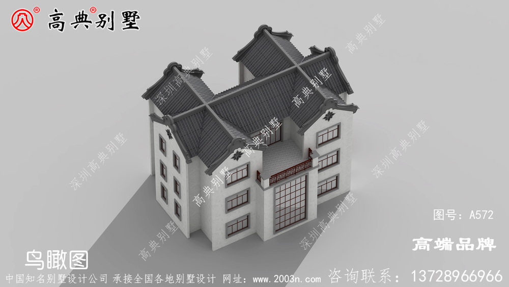 簡單大氣的三層中式風格別墅