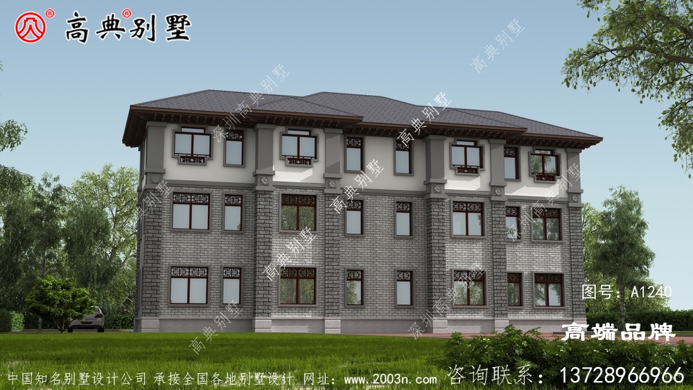 這款豪華雙復式大廳中式別墅，占地270平