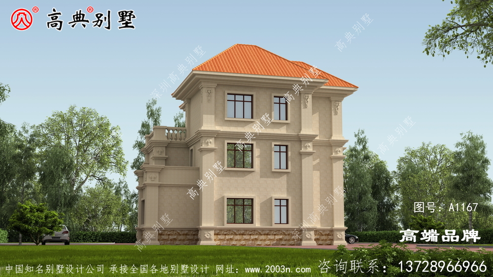 農村三樓復式建造小洋樓別墅設計圖