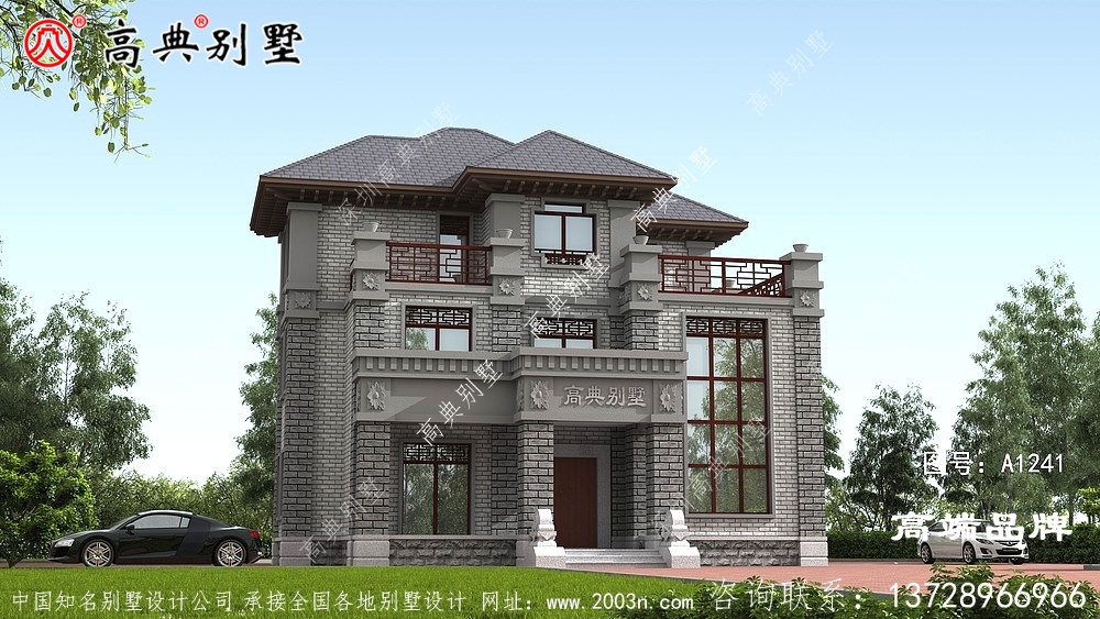 中式別墅怎么建的新穎不老氣,當然是配上復式落地窗啦