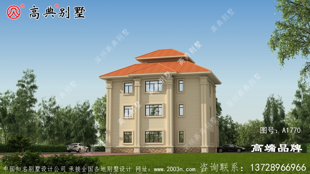 歐式風格四層高檔復式別墅設計效果圖