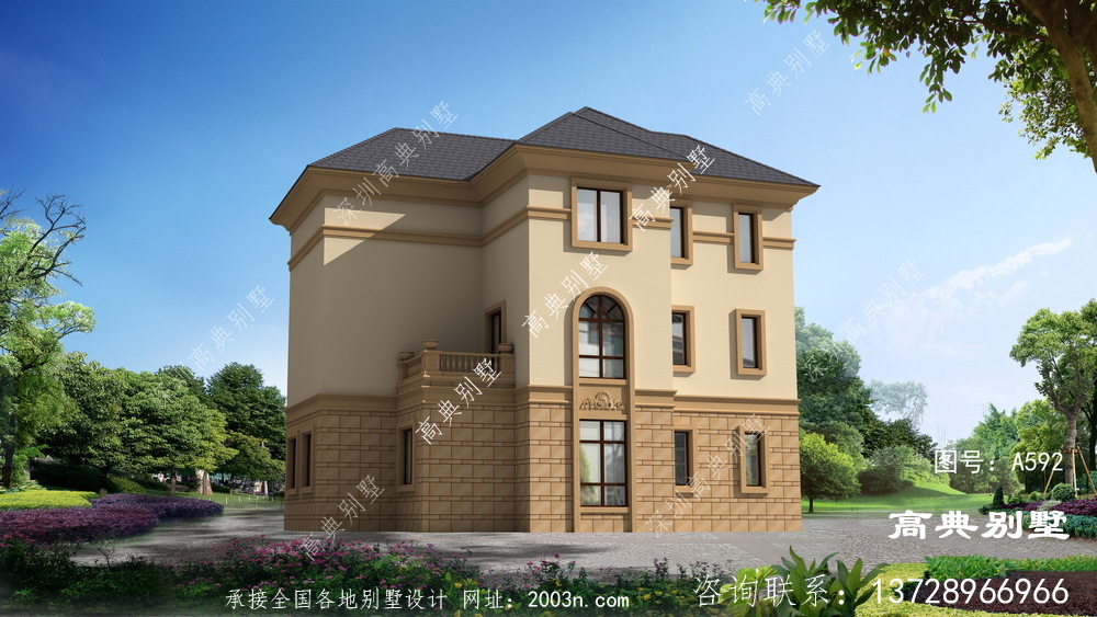 經濟實惠的三層法式風格別墅