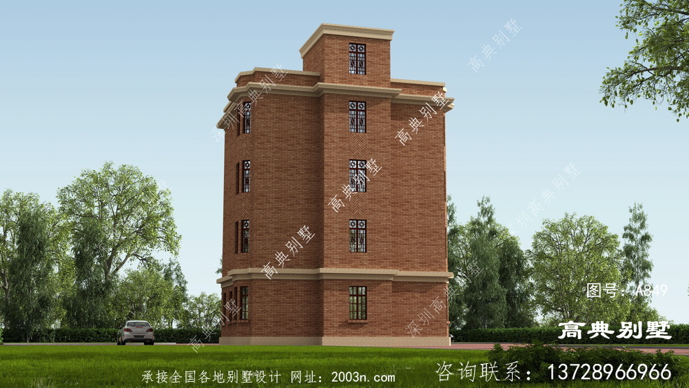 歐式古典五層平屋頂別墅設(shè)計(jì)圖紙