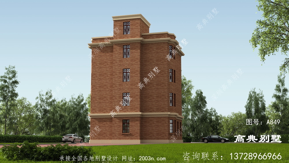 歐式古典五層平屋頂別墅設(shè)計(jì)圖紙