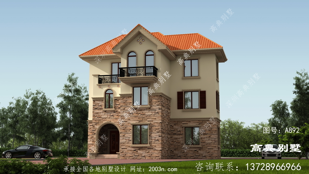 整體感覺優雅大方的三層別墅設計圖