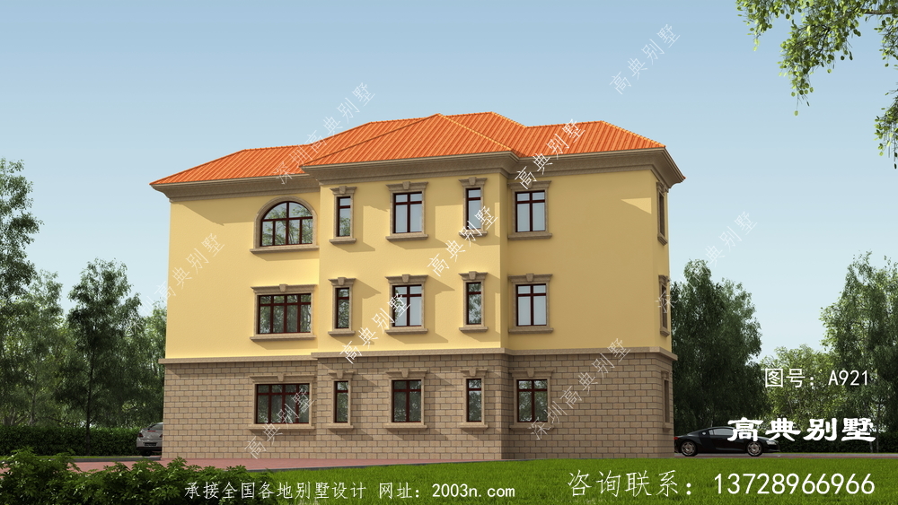 清新自然的歐式風格三層別墅設計圖