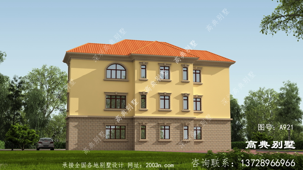 清新自然的歐式風格三層別墅設計圖