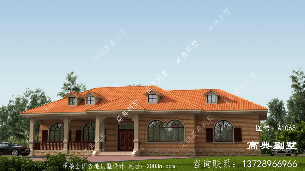 農(nóng)村歐式風(fēng)格一層別墅房屋設(shè)計(jì)圖