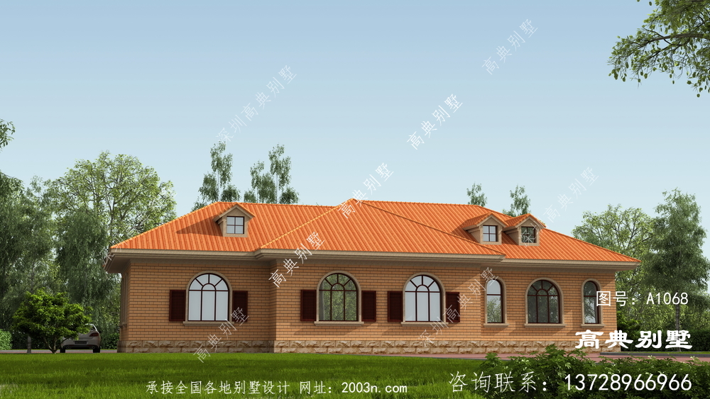 農(nóng)村歐式風(fēng)格一層別墅房屋設(shè)計(jì)圖