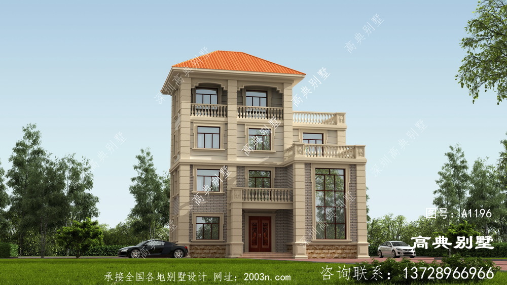 農(nóng)村四樓半別墅建設(shè)設(shè)計(jì)圖，外觀形式獨(dú)特