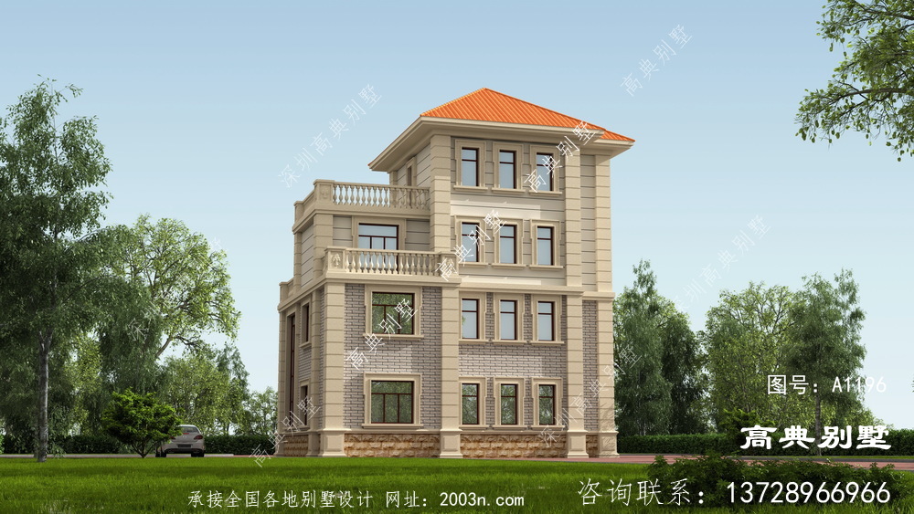 農(nóng)村四樓半別墅建設(shè)設(shè)計(jì)圖，外觀形式獨(dú)特