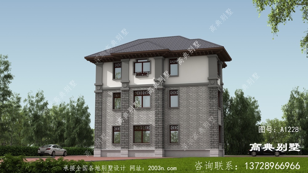 中式別墅，白墻粉黛不愧是中式最美的風采