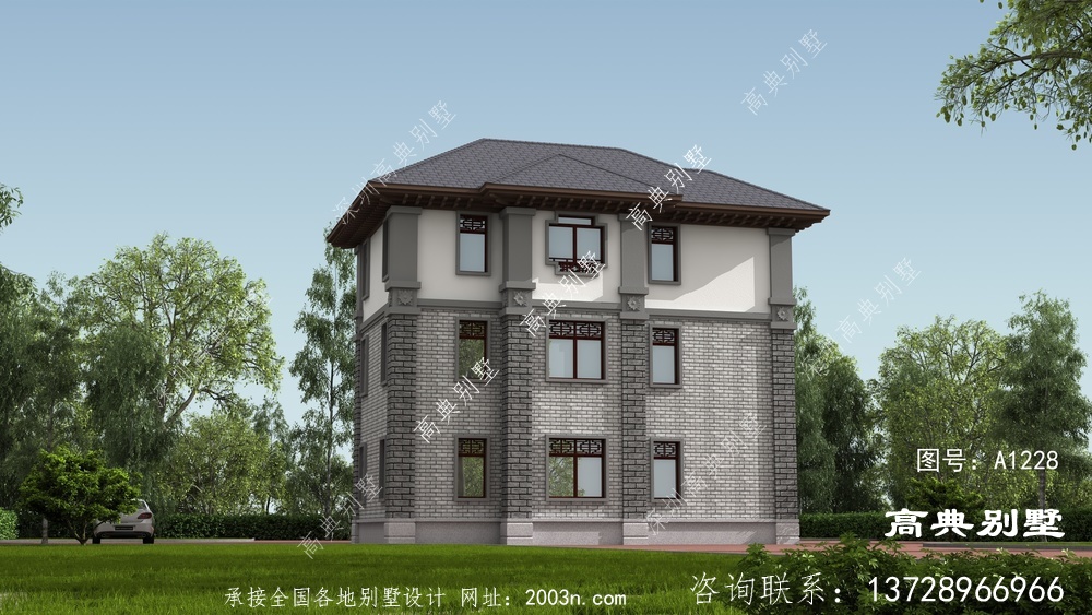 中式別墅，白墻粉黛不愧是中式最美的風采