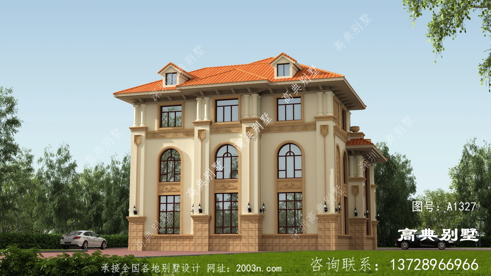 富麗堂皇的歐式風格三層別墅設計圖紙