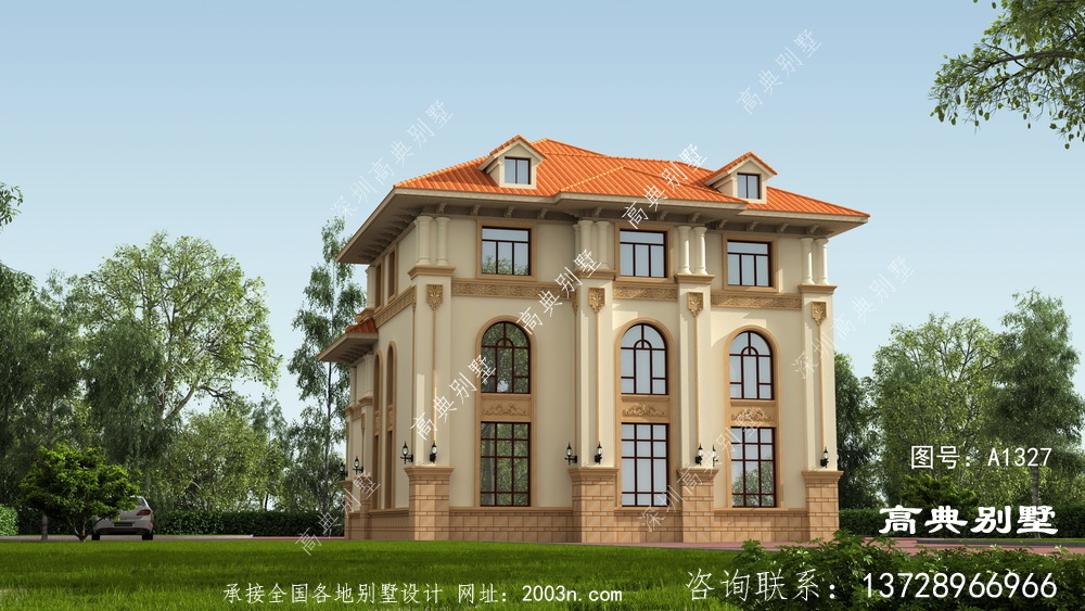 富麗堂皇的歐式風格三層別墅設計圖紙