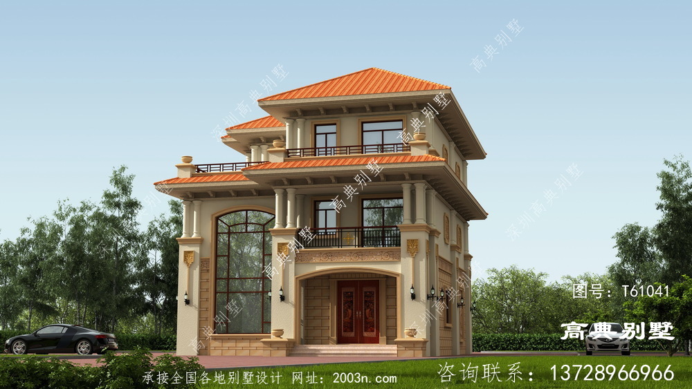 豪華歐式三層復式客廳別墅設計圖
