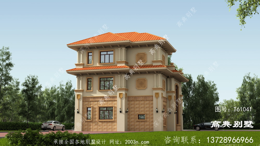 豪華歐式三層復式客廳別墅設計圖