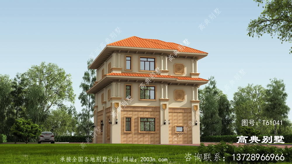 豪華歐式三層復式客廳別墅設計圖